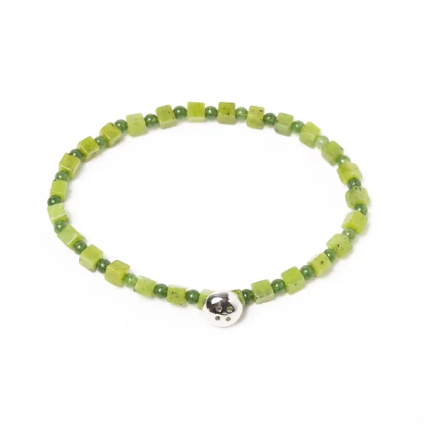 Barbarulo Napoli Armband „Jade" Mit Grunen Steinen Und Knopf Aus Sterlingsilber Handgefertigt* Manschettenknöpfe Und Schmuck