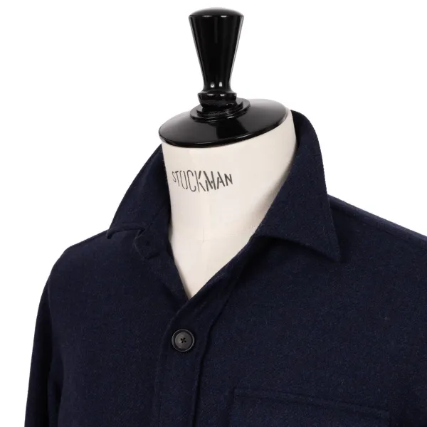 De Petrillo Aubergineblaue Sportjacke „Shirt Pocket" Aus Wolle Und* Teba + Hemdjacken