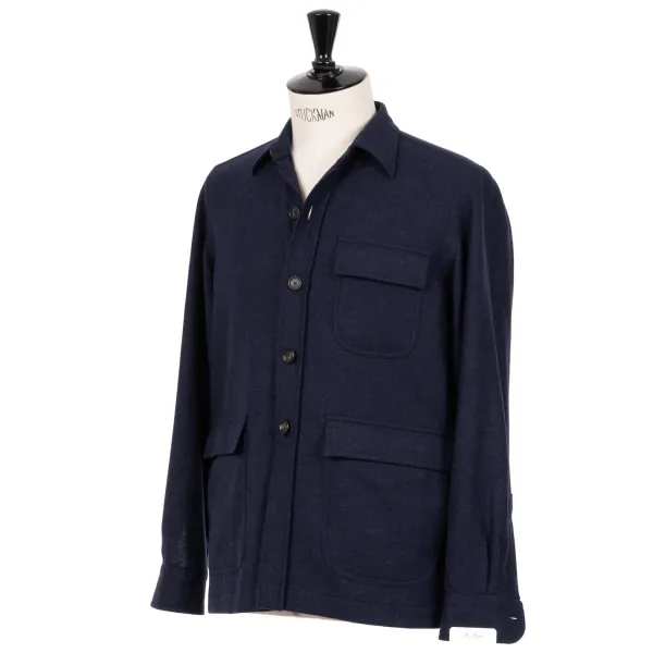 De Petrillo Aubergineblaue Sportjacke „Shirt Pocket" Aus Wolle Und* Teba + Hemdjacken