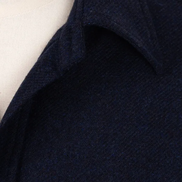 De Petrillo Aubergineblaue Sportjacke „Shirt Pocket" Aus Wolle Und* Teba + Hemdjacken