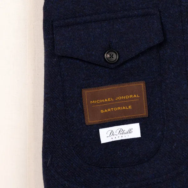 De Petrillo Aubergineblaue Sportjacke „Shirt Pocket" Aus Wolle Und* Teba + Hemdjacken