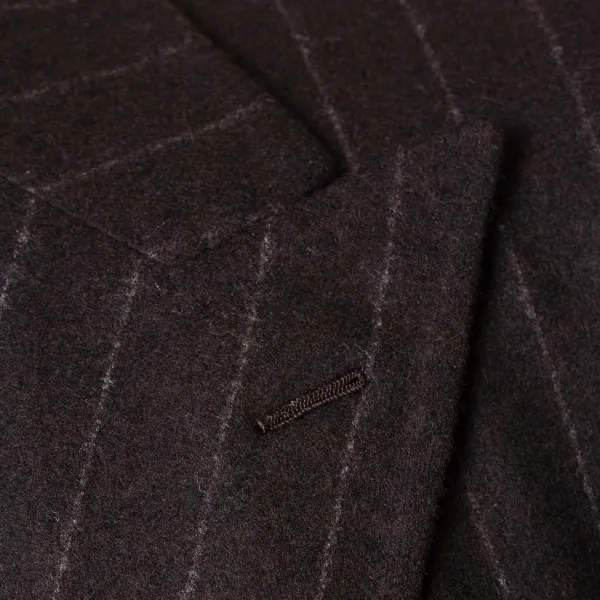 Cesare Attolini Brauner Anzug „Chalk Stripe" Aus Englischer Wolle Fox Heritage Flannel* Anzugjacke