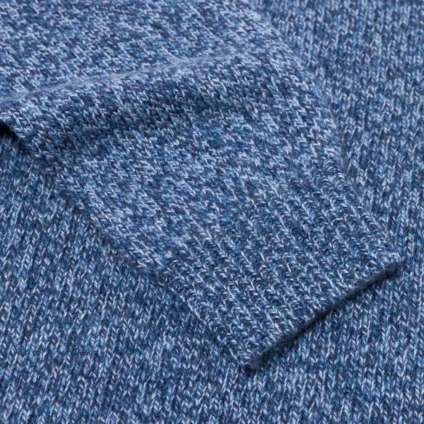Fedeli Exklusiv Bei Michael Jondral: Denim Blue Scottish 3-Ply Mouline Cashme* Strickwaren