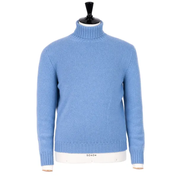 Fedeli Exklusiv Bei Michael Jondral: Azure Blue Scottish 4-Ply Cashmere Turtl* Strickwaren