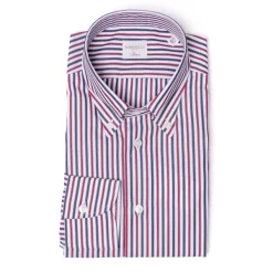 Borriello Gestreiftes Hemd „Stile Inglese" Mit Knopfleiste Und Sportmanschette Handma* Hemden