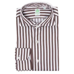 Finamore 1925 Gestreiftes Sportshirt „Bourbon Stripes" Aus Reiner Baumwolle Simo-Kragen* Freizeithemden