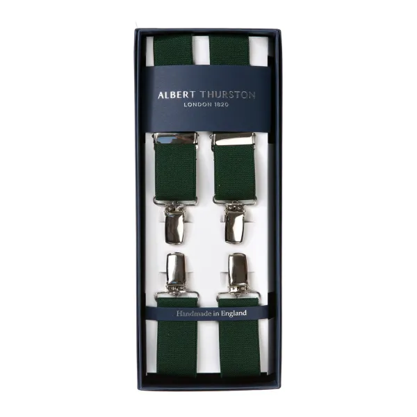 Albert Thurston Grune Elastische Hosentrager „X Back Nickel" Mit Clips* Zahnspange