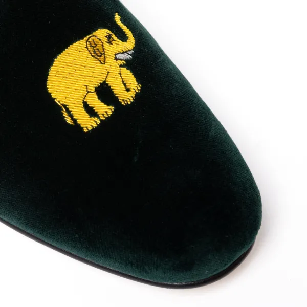 Bowhill u0026 Elliott Gruner Samt-Slipper „Elefant" Mit Ledersohle Handgefertigt* S