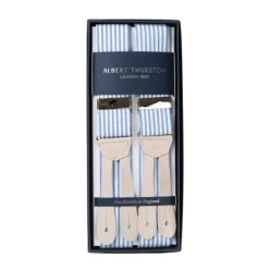 Albert Thurston Hosentrager „Seersucker Stripe" Mit Flachen Enden Aus Nubukleder* Zahnspange