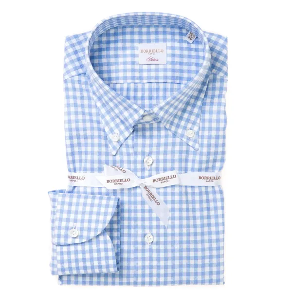 Borriello Kariertes Hemd „Royal Oxford" Mit Button Down Und Sport Cuff - Handgemacht* Hemden