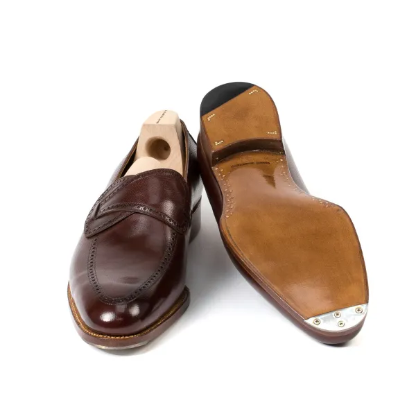 Saint Crispin's Loafer „Butterfly" Aus Braunem, Genarbtem Kalbsleder Reine Handarbeit* Mto
