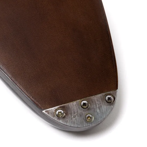 Saint Crispin's Loafer „Short Vamp Quaste" Aus Dunkelbraunem Kalbsleder Handgefarbt* Mto