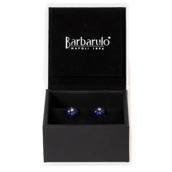 Barbarulo Napoli Manschettenknöpfe „Lapislazuli-Blumendiamant" Aus Sterlingsilber Purel* Manschettenknöpfe Und Schmuck