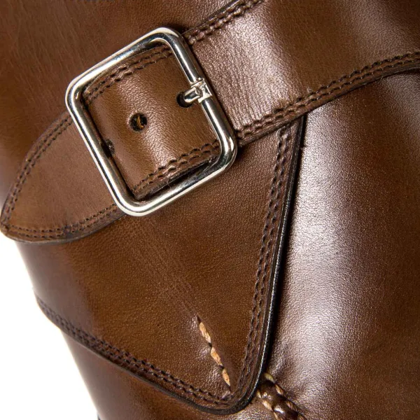 Saint Crispin's Monch „Split Toe Apron" Aus Braunem Kalbsleder Handkoloriert* Mto