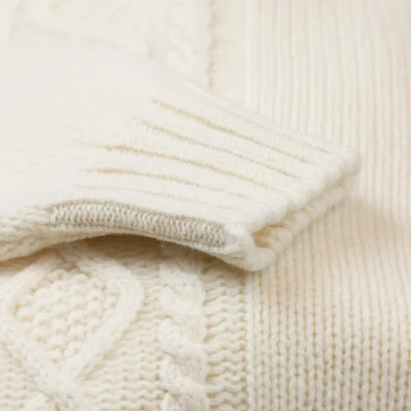 William Lockie Naturweiser Rollkragenpullover „Alain Aran-Cable" Aus 6-Lagigem Lamm* Strickwaren