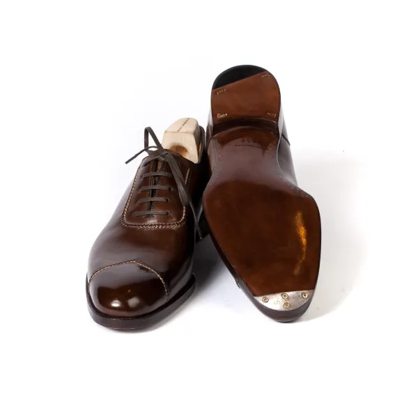 Saint Crispin's Oxford „Handsewn Cap" Aus Braunem Kalbsleder Handgefarbt* Mto