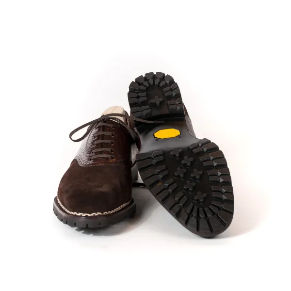 Saint Crispin's Oxford „Sattel" Aus Dunkelbraunem Vollnarbenleder Mit Braunem Sattel* S