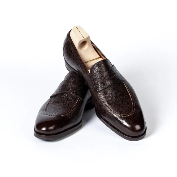 Saint Crispin's Penny Loafer Aus Dunkelbraunem Scotch-Grain-Kalbsleder Handpoliert* Mto