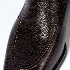 Saint Crispin's Penny Loafer Aus Dunkelbraunem Scotch-Grain-Kalbsleder Handpoliert* Mto