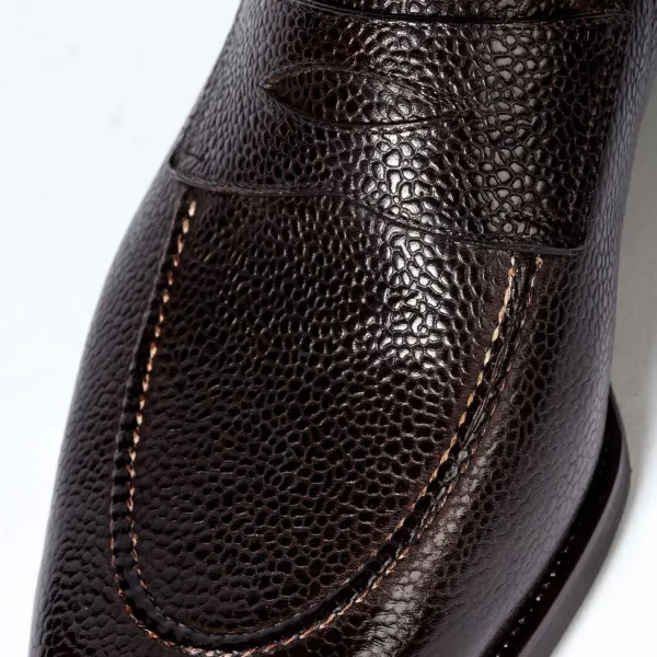 Saint Crispin's Penny Loafer Aus Dunkelbraunem Scotch-Grain-Kalbsleder Handpoliert* Mto