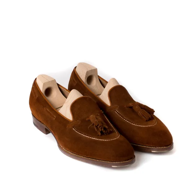Saint Crispin's Quasten-Loafer „Short Vamp" Aus Cognacfarbenem Wildleder Reine Handarbeit* Mto