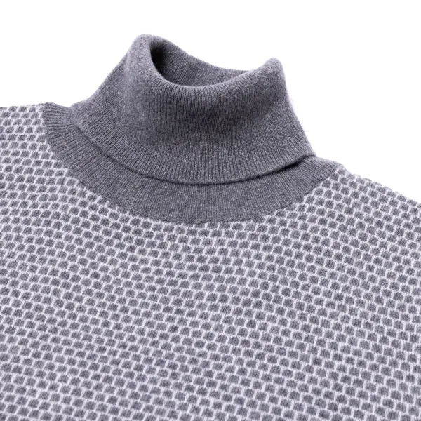 Brigatelli seit 1922 Rollkragenpullover Aus Merinowolle Und Kaschmir Mit Quadratischem Jacquard 1-Lagig, Ca* Strickwaren