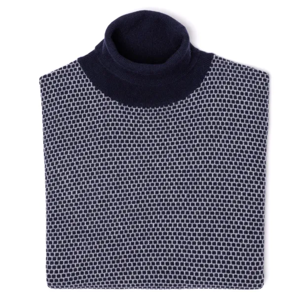 Brigatelli seit 1922 Rollkragenpullover Aus Merinowolle Und Kaschmir Mit Quadratischem Jacquard 1-Lagig, Ca* Strickwaren
