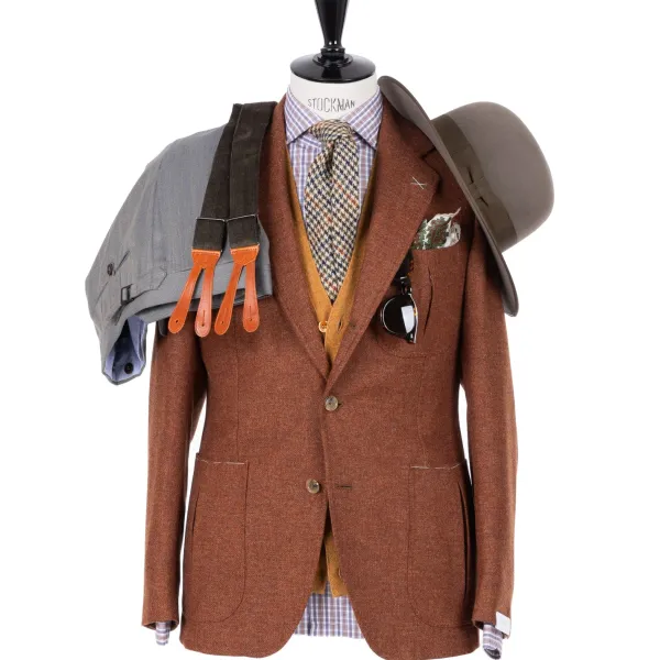 De Petrillo Rostbraune Jacke „Il Cacciatore" Aus Wolle Und Kaschmir Handgefertigt* Anzugjacke