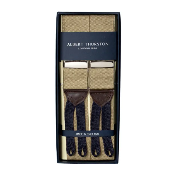 Albert Thurston Sandfarbene Hosentrager „Rigid Plain" Zum Knopfen* Zahnspange