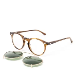 TBD BRILLEN Sonnenbrille "Clip-Pleat Earth" Mit Grunen Glasern - Handarbeit* Sonnenbrille