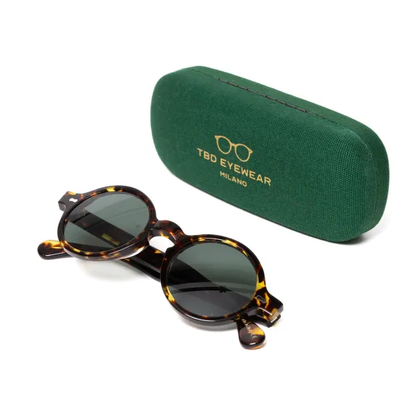 TBD BRILLEN Sonnenbrille „Oxford Dark Havana" Mit Grunen Glasern Handarbeit* Sonnenbrille