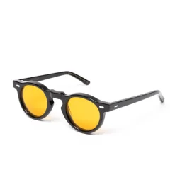 TBD BRILLEN Sonnenbrille "Welt Black" Mit Safrangelben Glasern - Handarbeit* Sonnenbrille