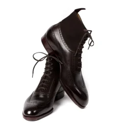 Saint Crispin's Stiefel „Fullbrogue-Oxford" Aus Dunkelbraunem Kalbsleder Mit Wildlederschaft* Mto