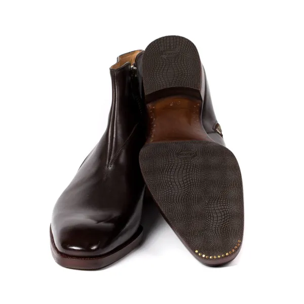 Saint Crispin's Stiefel „Zipper" Aus Dunkelbraunem Kalbsleder Reine Handarbeit* Mto