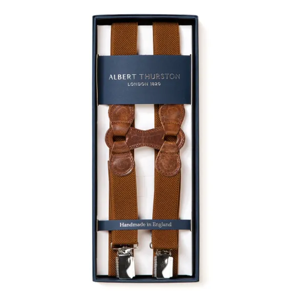 Albert Thurston Tabakfarbene Elastische Hosentrager „Infinity" Mit Clips* Zahnspange